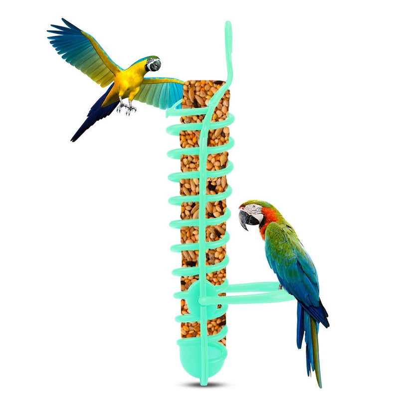 Parrots Feeder Basket Plastic Food Fruit Feeding Perch Stand Holder for Pet Bird Supplies Fruit Vegetable Millet Container Green - BeesActive Australia