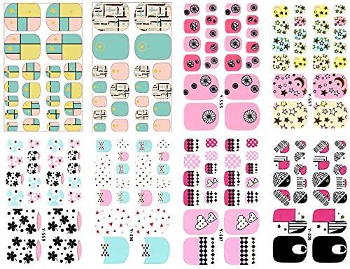 176 Pieces 8 Sheets Toes Full Nail Stickers Decal Beauty for Women Girls Kids Decals Manicure Polish Art Glass Slice Toe Nail Sticker (Pink) Pink - BeesActive Australia