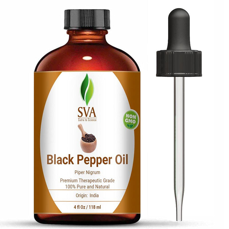 SVA Black Pepper Essential Oil118 ml (4 Oz) with Dropper 100% Pure Natural Undiluted Premium Therapeutic Grade Oil - BeesActive Australia
