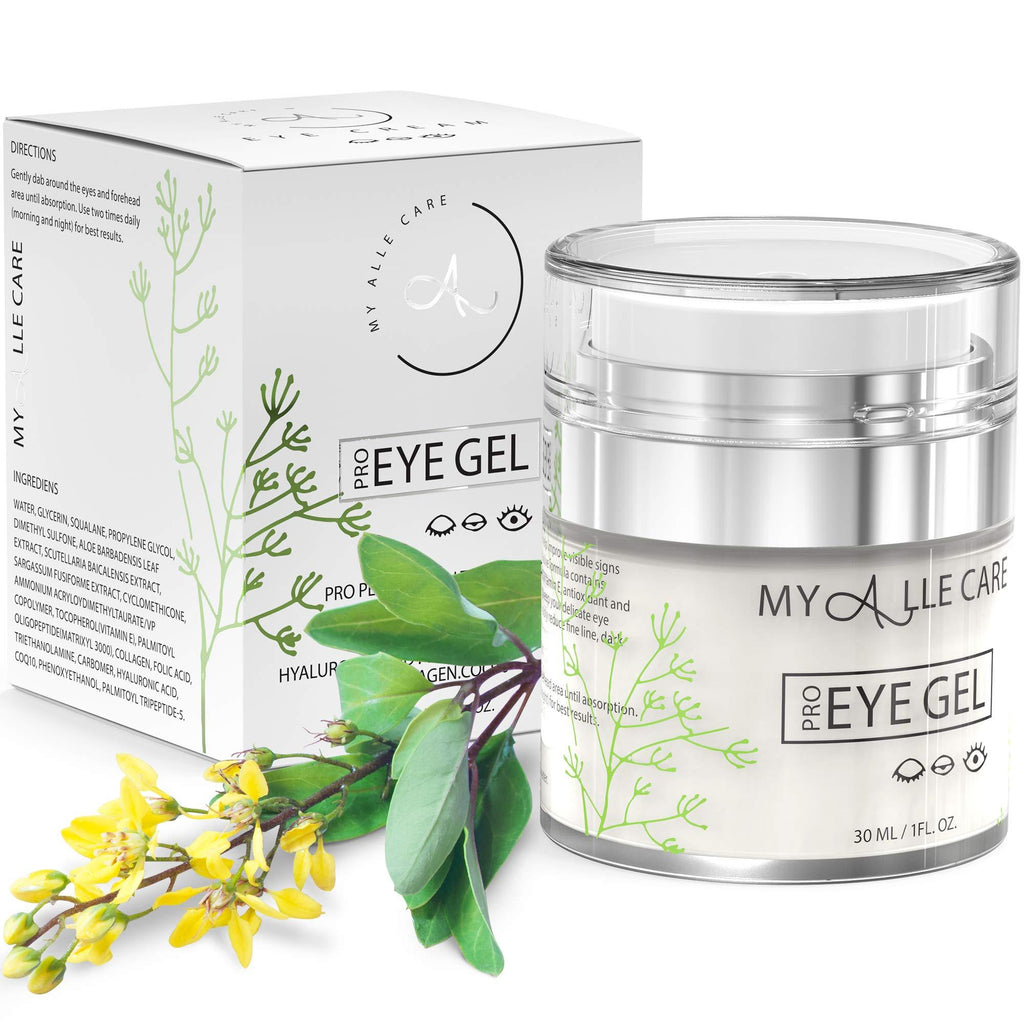 Eye Gel with Hyaluronic Acid, Reduce Dark Circles, Puffiness and Eye Bags. Anti Wrinkle Under Eye Treatment, Hydrating Gel with Collagen, Aloe and Vitamin E, Anti Aging Cream for Men & Women - BeesActive Australia
