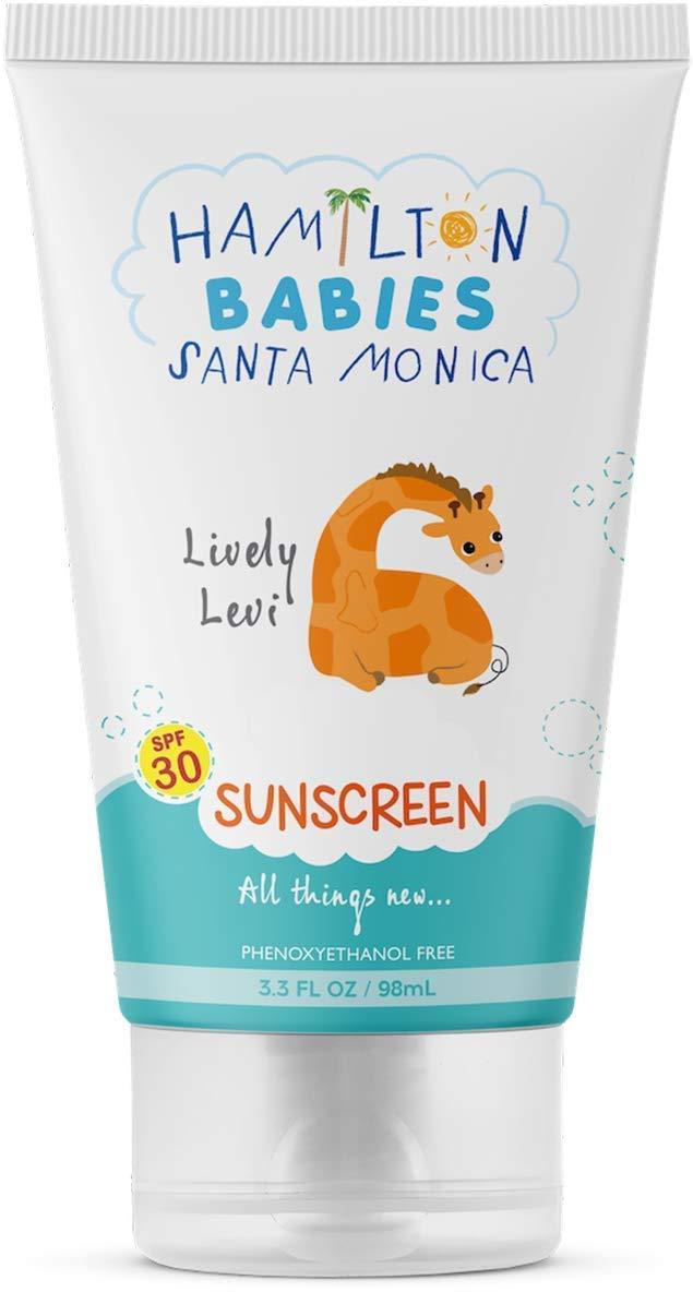 Hamilton Babies: Lively Levi Sunscreen - Baby Sunscreen - 3.3 fl oz / 98 mL - SPF 30, All-Natural, 15% Zinc Oxide, UV Protection, Hypoallergenic, Sulfate-Free, Phthalate-Free, Paraben-Free - BeesActive Australia