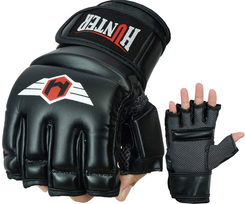 [AUSTRALIA] - HUNTER MMA Gloves for Grappling Martial Arts Training, Punching Mitts, Sparring Cage Fighting, Perfect for Combat Training and Muay Thai & Kickboxing (Synthetic PU Leather Pair) Medium 