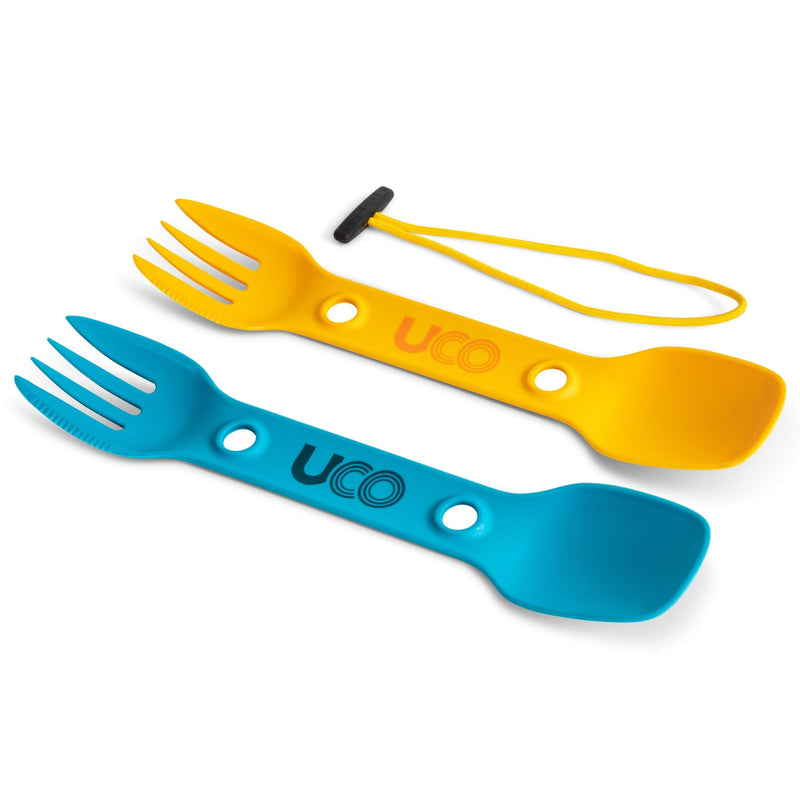 UCO Utility Spork 3-in-1 Combo Spoon-Fork-Knife Utensil, 2-Pack, Gold/Sky Blue - BeesActive Australia