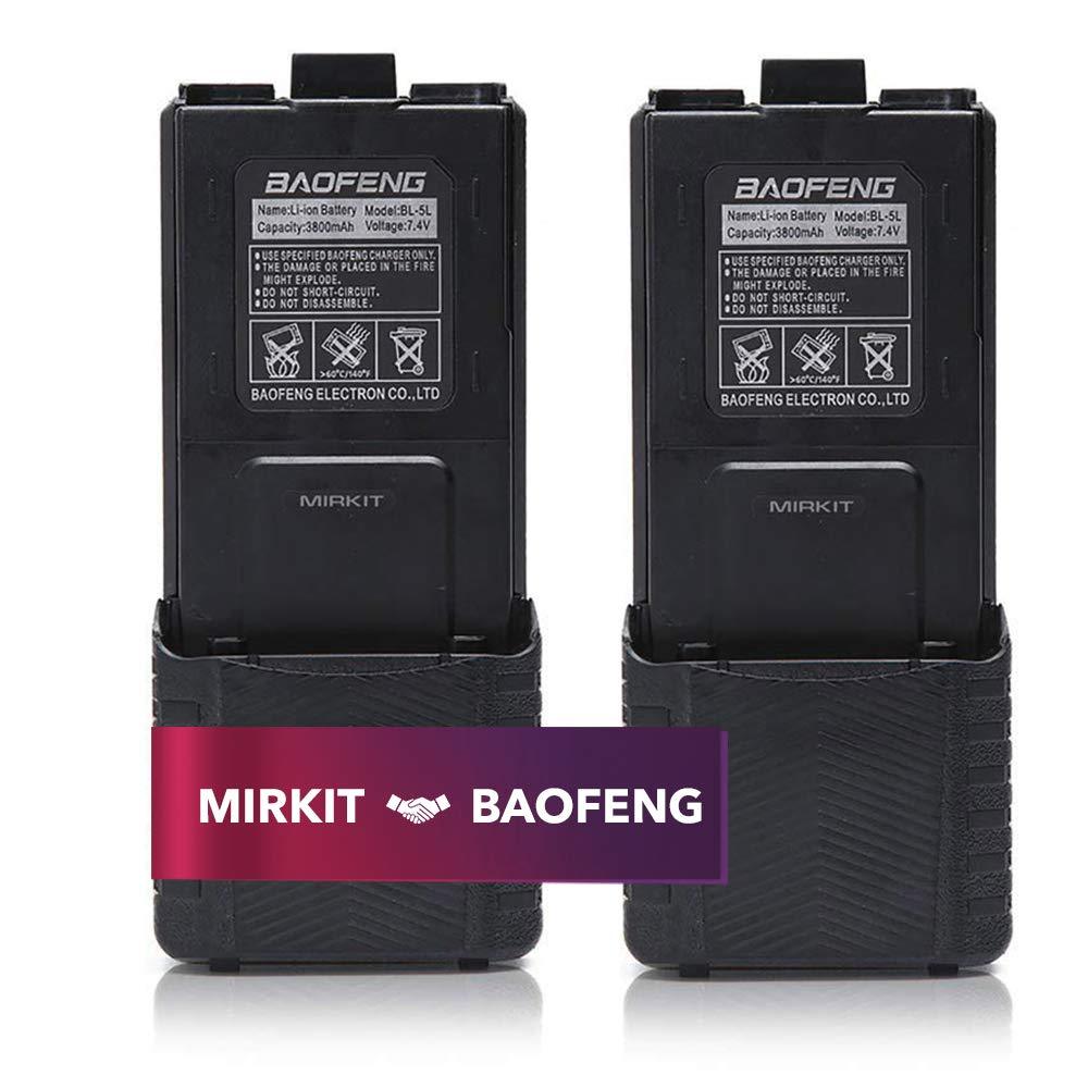 [AUSTRALIA] - 2pc BAOFENG BL-5 3800mAh Extended Batteries Compatible with UV-5R BF-8HP UV-5RX3 RD-5R UV-5RTP UV-5R+, UV-5X3, Rechargeable Extended BAOFENG Accessories Battery by Mirkit Radio 1* BL-8 3800 BLACK 