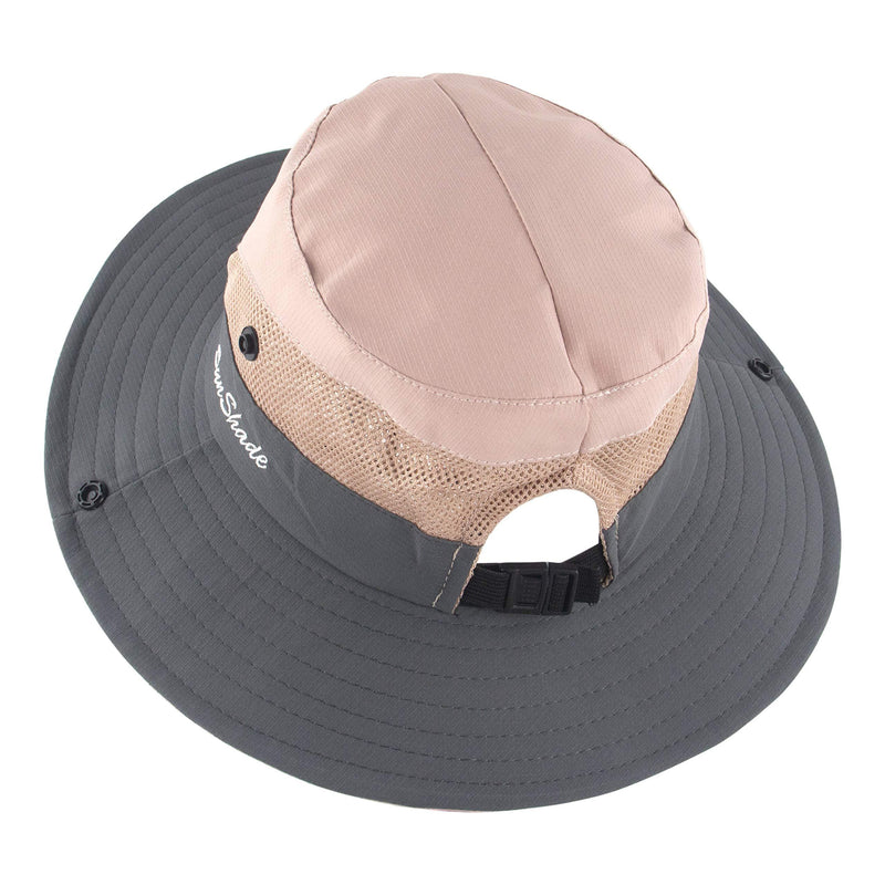 [AUSTRALIA] - Women’s Ponytail Summer Sun Wide Brim Hat Adjustable Foldable Safari Fishing Cap Pink One Size 