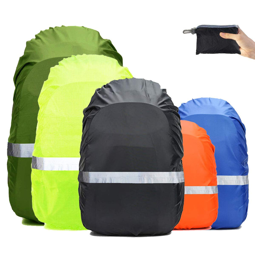 Frelaxy Hi-Visibility Backpack Rain Cover with Reflective Strip 100% Waterproof Ultralight Backpack Cover, Storage Pouch, Anti-Slip Cross Buckle Strap, for Hiking, Camping, Biking, Outdoor, Traveling Black with Reflective Strip S (For 15L-25L backpack ) - BeesActive Australia