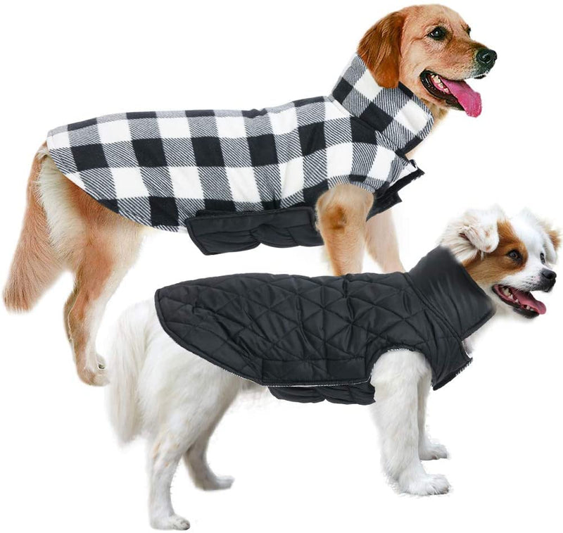 MIGOHI Dog Jackets for Winter Windproof Reversible Dog Coat for Cold Weather British Style Plaid Warm Dog Vest for Small Medium Large Dogs X-Large Black - BeesActive Australia