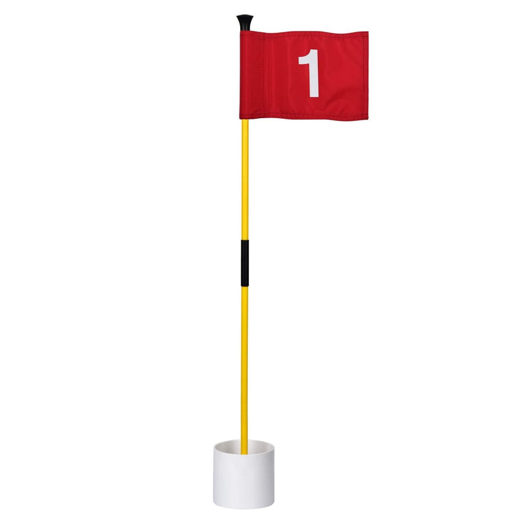 KINGTOP Golf Flagsticks Mini, Putting Green Flag for Yard, All 3 Feet, Golf Pin Flags Hole Cup Set, Fiberglass Portable 2-Section Design, Gifts Idea 1 Pack- Red Flag #1 - BeesActive Australia