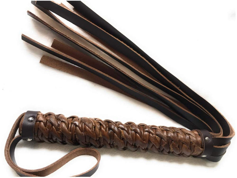 [AUSTRALIA] - Premium Quality Horse Whip with 9 or 40 Genuine Leather Tails, Long Handle Wrapped in Leather Chain Designed Grip Black, Red, or Brown 