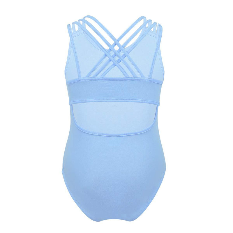 [AUSTRALIA] - ACSUSS Kids Girls Classic Tank Top Leotard Crisscross Back Ballet Gymnastics Dance Bodysuit Costume Athletic Dancewear Sky Blue 10 