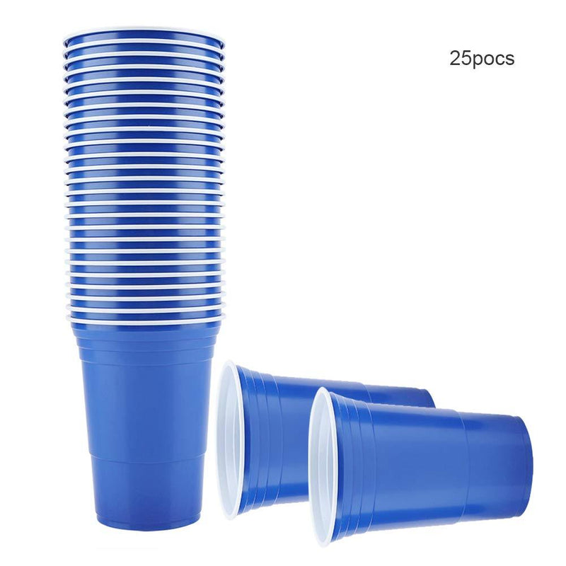 TOPINCN 25Pcs Beer Pong Cups Set Beer Pong Drinking Game Kit for Party Bar Game Supplies Outdoor Leisure Game 450ml Blue - BeesActive Australia