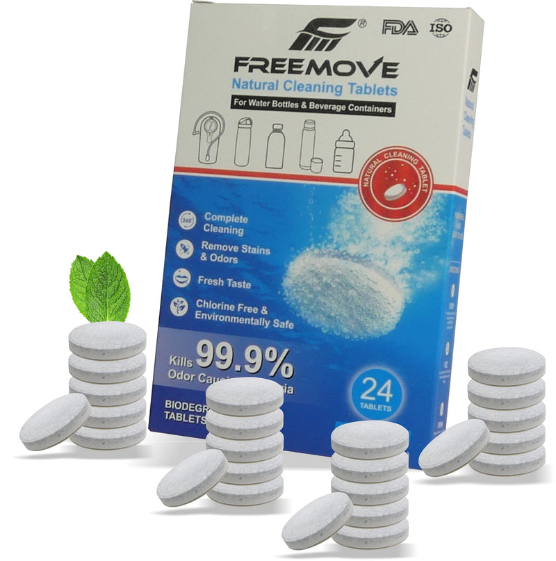 FREEMOVE Water Bottle Cleaner/Cleaning Tablets 24-Pack/for Hydration Bladders, Water Bottles, Travel Mugs, Thermos, Reservoirs, Coffee Tumblers - BeesActive Australia