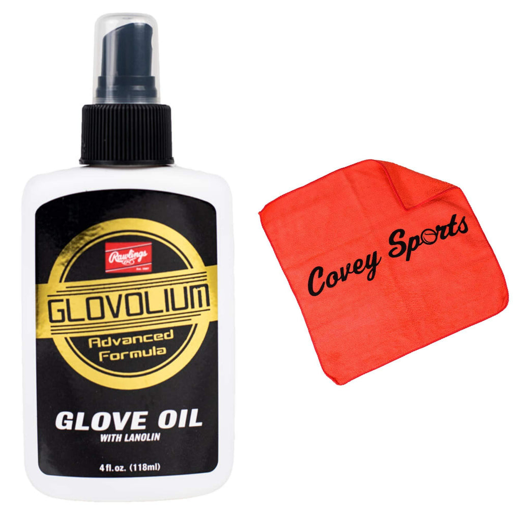[AUSTRALIA] - Rawlings Baseball Softball Glove Oil Conditioning Kit - Glovolium (4 oz.) Spray Bottle Bundled with Covey's Applicator Cloth 