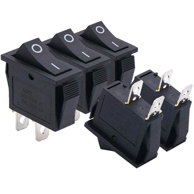 Twidec/5Pcs Rocker Switch 2 Pins 2 Position ON/Off AC 15A/125V 20A/250V SPST Car Boat Black Rocker Switch Toggle（Quality Assurance for 1 Years）KCD3-101 - BeesActive Australia