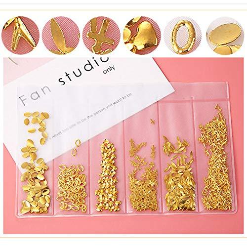 GreatDeal68 3D Nail Art Decoration Variety Shapes Metal Rivets Gold Silver Mixed Colors (Ring Cross Mix) Ring Cross mix - BeesActive Australia