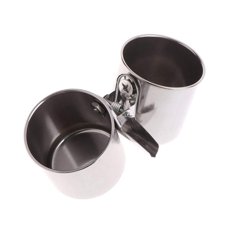 Hypeety Bird Parrot Feeding Double Cups Stainless Steel Food Water Bowls with Clip Bird Seed Feeder Cups Hanging Bowl Cage Stand Accessories - BeesActive Australia