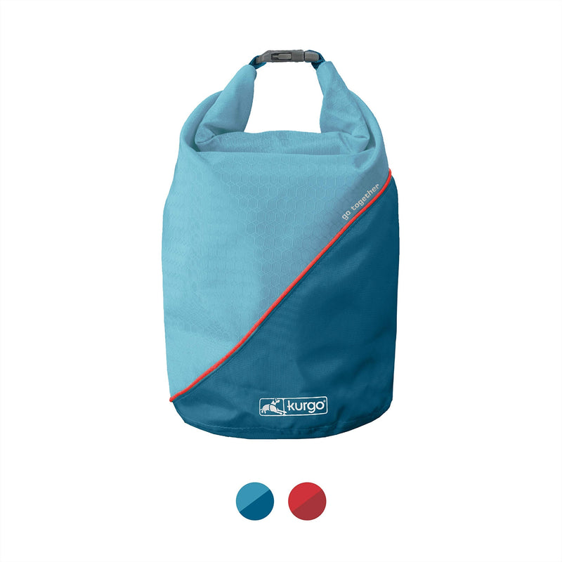 Kurgo Kibble Carrier for Dogs, Dog Food Travel Bag, Pet Travel Food Storage Container, Dog Accessories for Camping, BPA Free, Foldable, Holds 5 Pounds, Coastal Blue and Red - BeesActive Australia