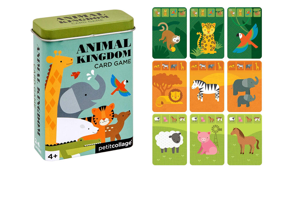 [AUSTRALIA] - Petit Collage Animal Kingdom Tin Card Play Game, Ages 4+, 2-4 Players, Multi 