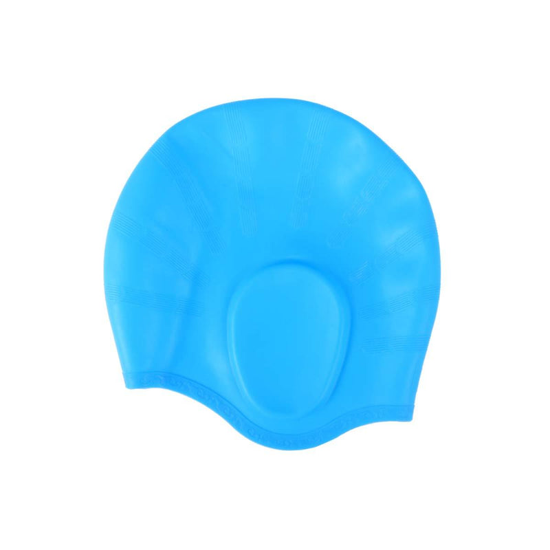 [AUSTRALIA] - LIOOBO Women Men Children Kids Swim Pool Water Sport Waterproof Silicone Diving Swimming Cap Long Hair Protection Ear Cup Swim Caps Hat(Blue) 
