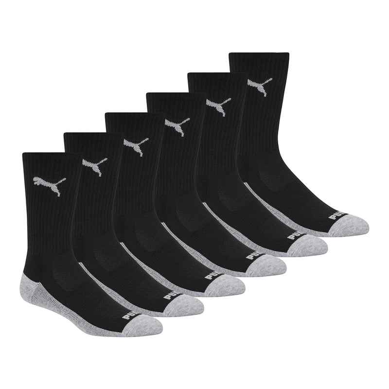 PUMA Men's 6 Pack Crew Socks 10-13 Black/Gray - BeesActive Australia