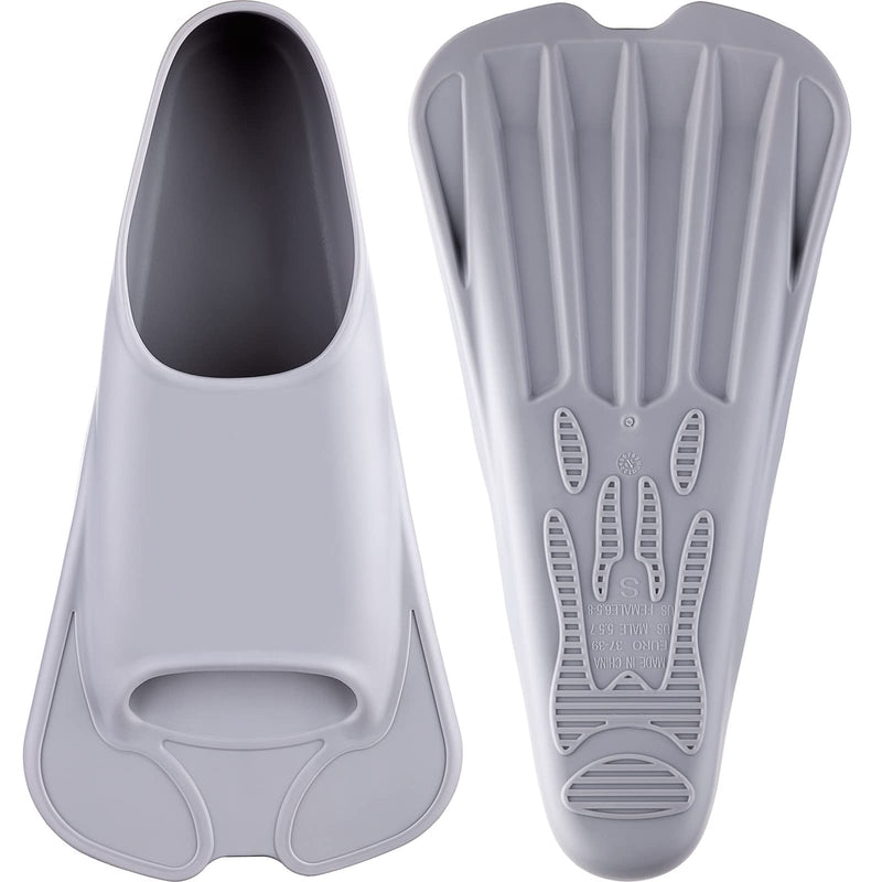 CAPAS Swim Training Fins Comfortable Silicone Swimming Floating Flippers Short Blade Build Leg Strength Grey XS (US Male 3.5-5 US Female 4.5-6) - BeesActive Australia