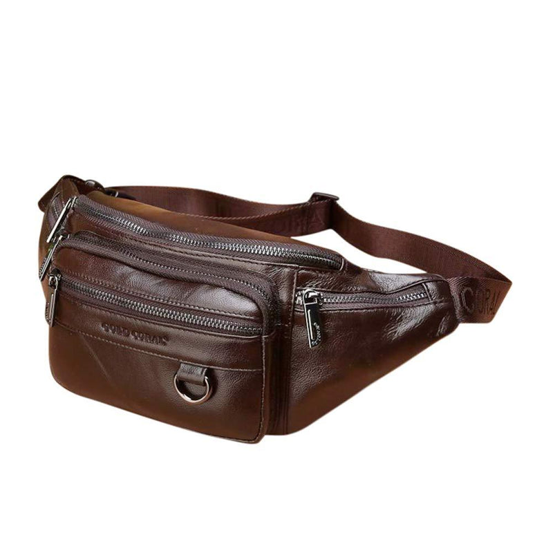 [AUSTRALIA] - Vooo4cc Leather Fanny Pack Mens Genuine Leather Waist Bag Sport Travel Hiking Coffee 