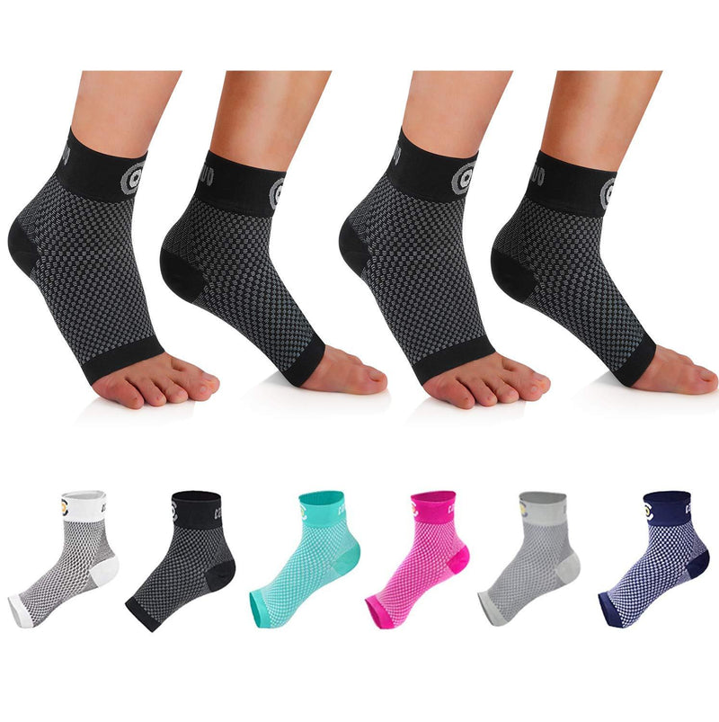 [AUSTRALIA] - CAMBIVO Plantar Fasciitis Socks (2 Pairs) Compression Foot Sleeves for Men & Women Arch and Ankle Support for Relieves Achilles Tendonitis, Heel Spur Pain, and Reduces Swelling Large Black 
