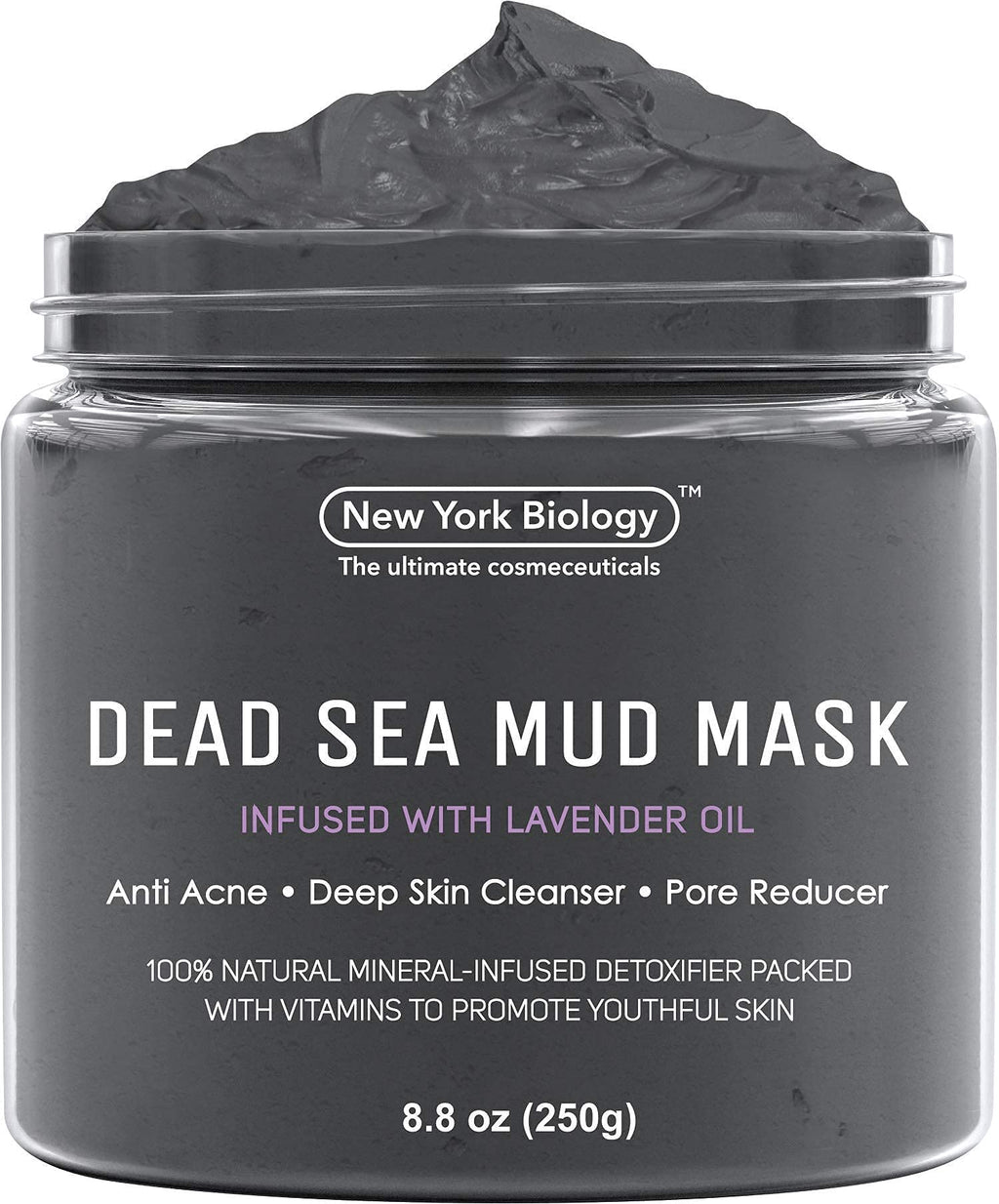 New York Biology Dead Sea Mud Mask for Face and Body Infused with Lavender- Spa Quality Pore Reducer for Acne, Blackheads and Oily Skin - Tightens Skin for A Healthier Complexion - 8.8 oz - BeesActive Australia