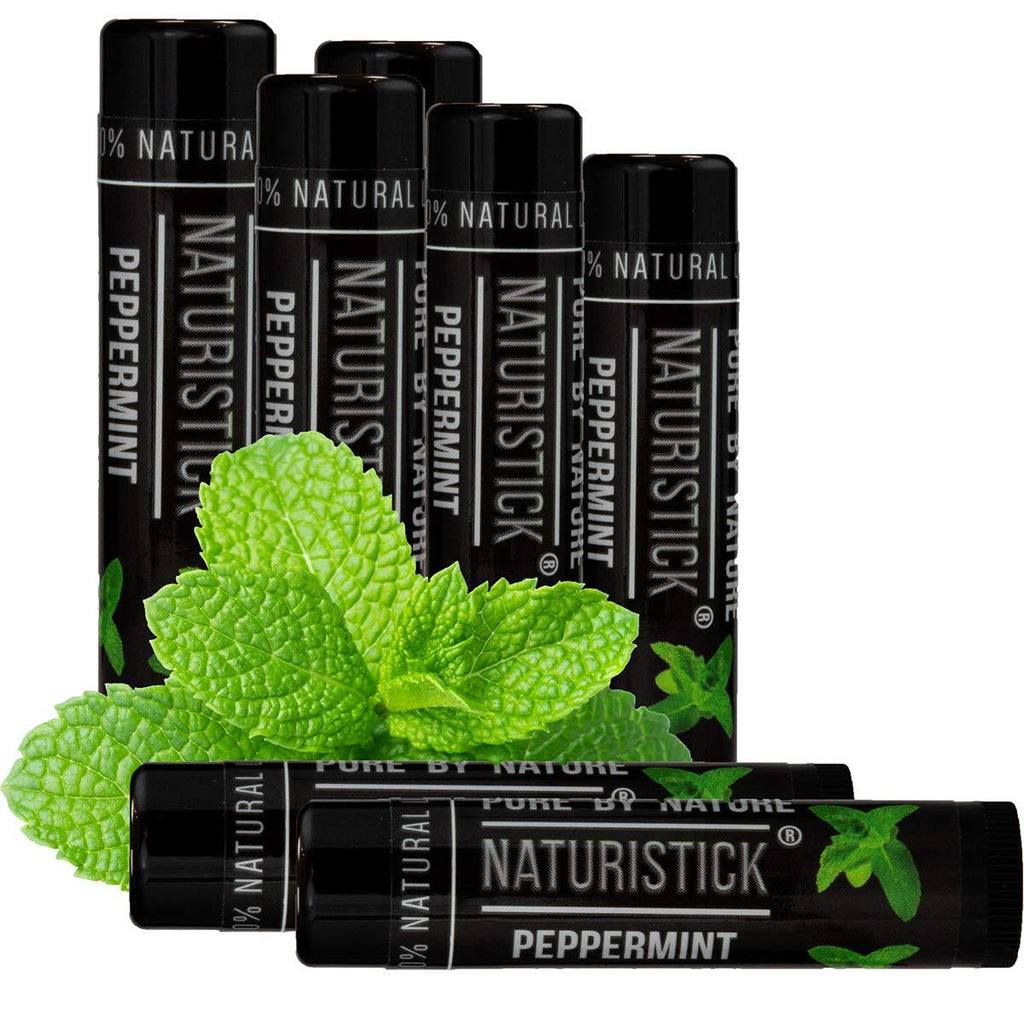 7-Pack Black Peppermint Lip Balm for Men and Women. Attractive Black Stick Gift Set by Naturistick. 100% Natural. Best Beeswax Chapstick for Healing Dry, Chapped Lips. Made in USA - BeesActive Australia
