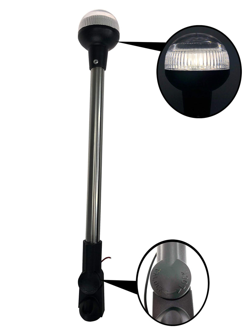 [AUSTRALIA] - Pactrade Marine Fold Down Pontoon Boat LED 16" H All-Round Anchor Light White 