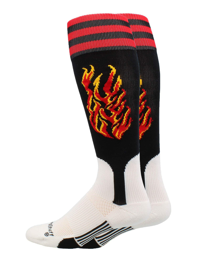 [AUSTRALIA] - MadSportsStuff Flame Baseball Stirrup Socks Black/Red/Gold Medium 