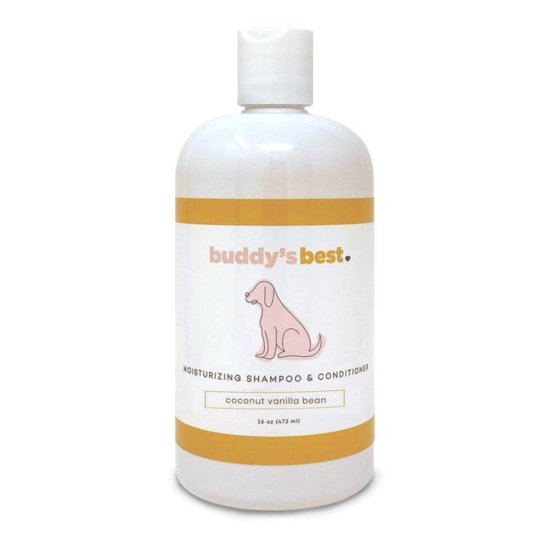 Buddy's Best, Dog Shampoo and Conditioner in One - Hypoallergenic, Oatmeal Shampoo for Dogs with Sensitive Skin - Moisturizing Dog Wash Coconut Vanilla Bean 16 Fl Oz (Pack of 1) - BeesActive Australia