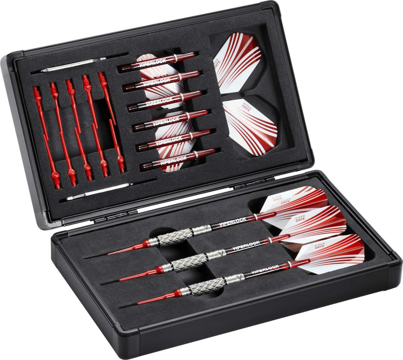 [AUSTRALIA] - Casemaster Sinister Magnetic Aluminum Dart Case with Precision Cut Space to Hold 3 Steel Tip or Soft Tip Darts and Extra Flights, Shafts and Tips, Magnetic Latch Keeps Case Closed Tight 
