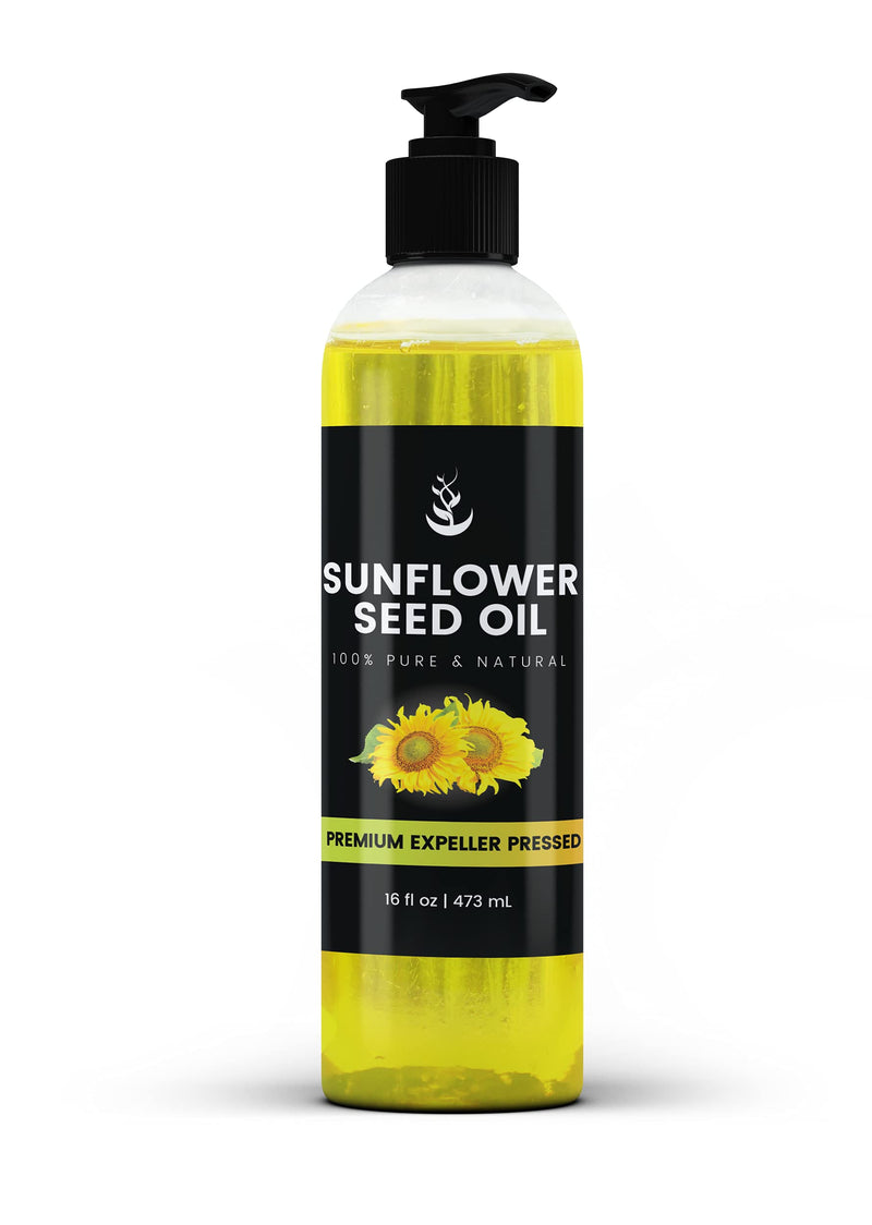 Sunflower Seed Oil (16 oz) Vegan & Non-GMO, Paraben-Free, Silicone & Sulfate-Free, Clear Bottle with Push Open Dispensing Cap by Pure Ingredients 16 Fl Oz (Pack of 1) - BeesActive Australia