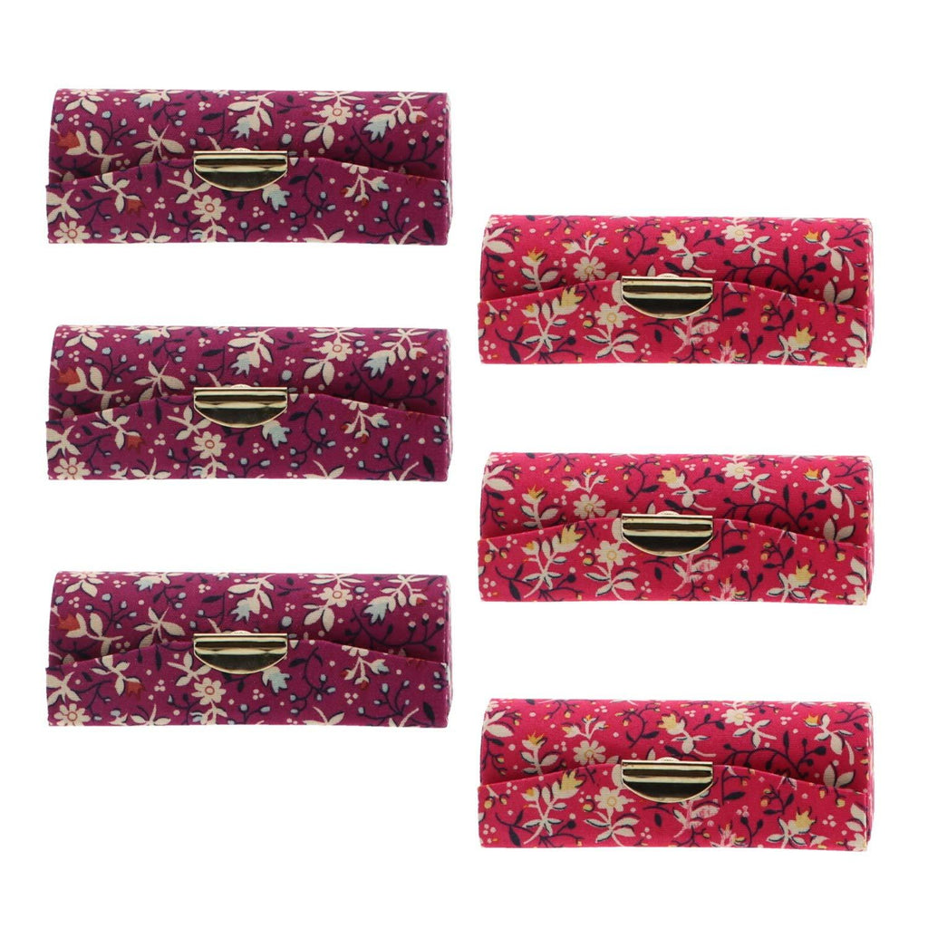 Hot Pink & Purple Flower Lipstick Case Holder with Mirror Set of 6 Hot Pink Purple - BeesActive Australia