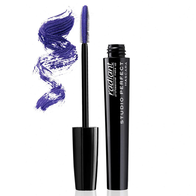 Radiant Professional Studio Perfect Volume Mascara, with Silicone Brush & Natural Wax For Healthy Voluminous Lashes, Cruelty Free, Lash Lengthening, 0.30 ounces, Purple (03) 03 PURPLE - BeesActive Australia