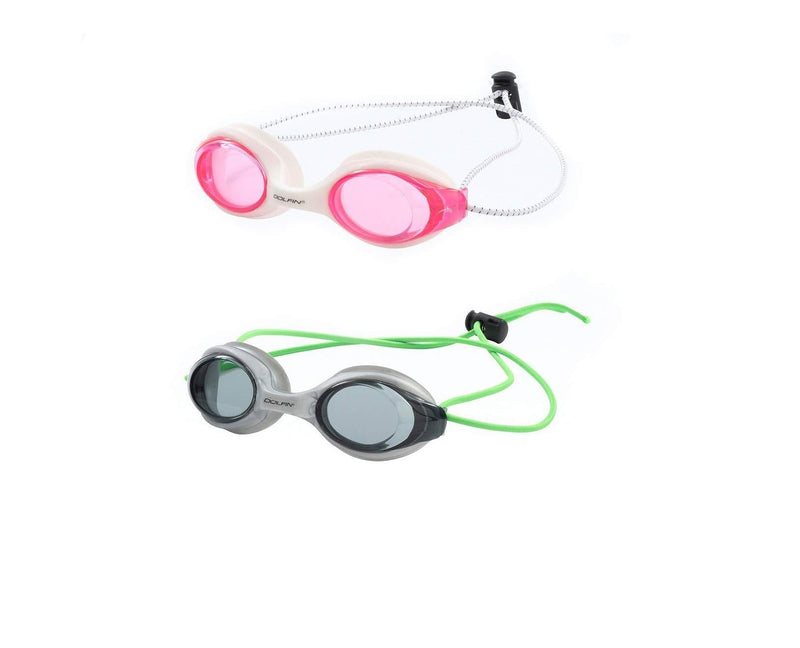 [AUSTRALIA] - Dolfin Bungee Racer Swim Goggle Pink/White & Silver/Green 2 Pack 