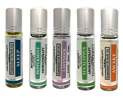 Best Essential Oil Roll On Gift Set Sleep, Awake, Lavender, Peppermint and Eucalyptus 10 mL Each by Sponix - BeesActive Australia