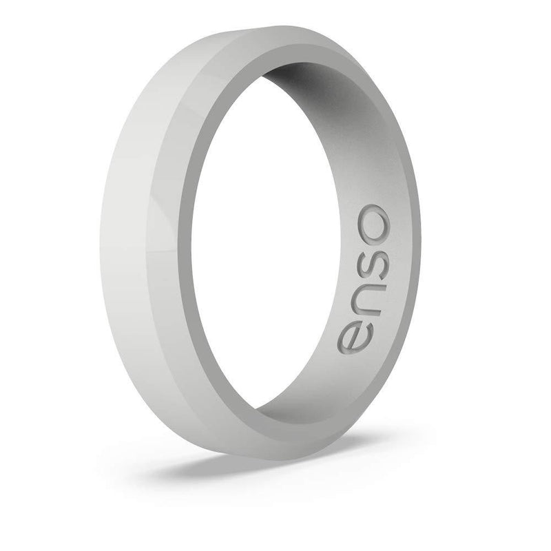 Enso Rings Bevel Thin Silicone Wedding Ring – Hypoallergenic Unisex Stackable Wedding Band – Comfortable Minimalist Band – 5.08mm Wide, 2.16mm Thick Misty Grey 3 - BeesActive Australia