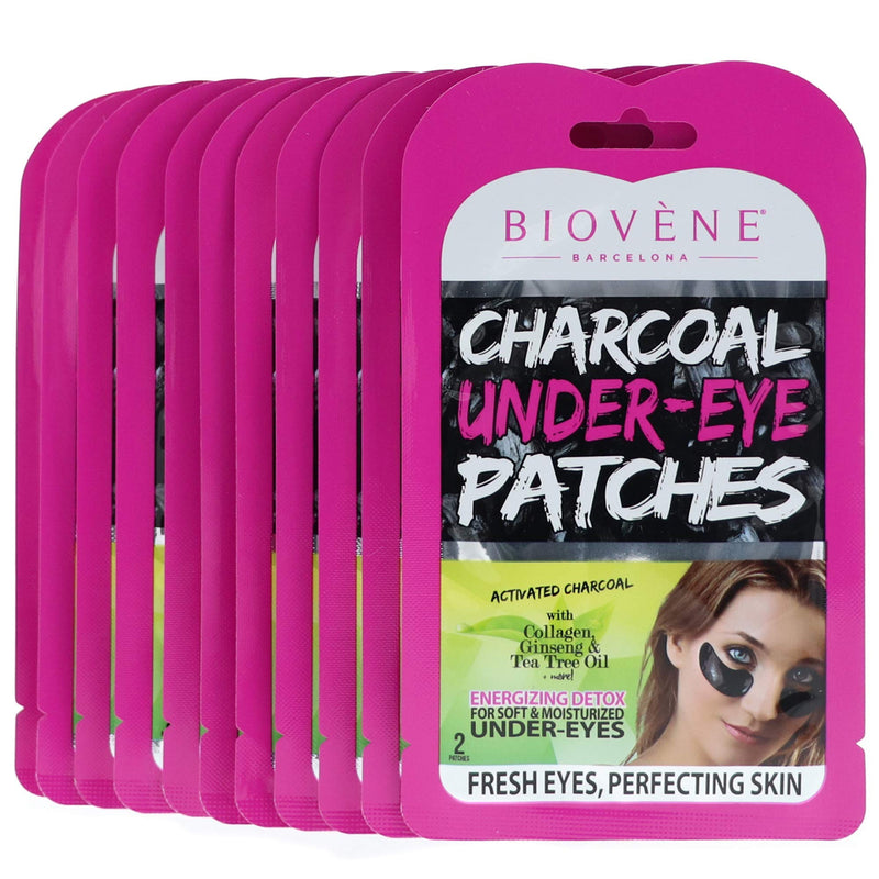Biovène Charcoal Under-Eye Patches, Pack of 12 (0.21 oz ea.) Energizing Detox for Soft and Moisturized Under-Eyes. With Activated Charcoal, Collagen and Chamomile - BeesActive Australia