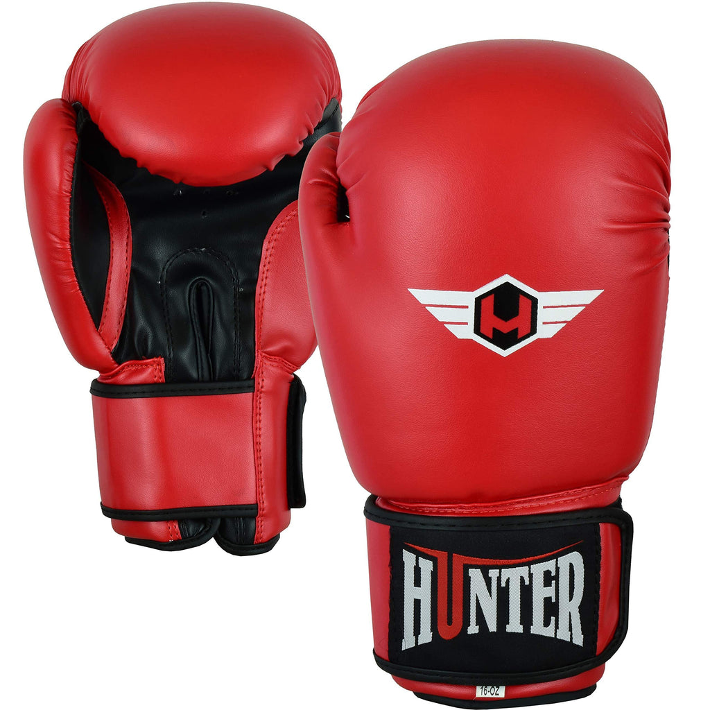[AUSTRALIA] - HUNTER Pro Grade Boxing Gloves, Kickboxing Bagwork Gel Sparring Training Gloves, Muay Thai Style Punching Bag Mitts, Fight Gloves Men & Women RED 8 OZ 