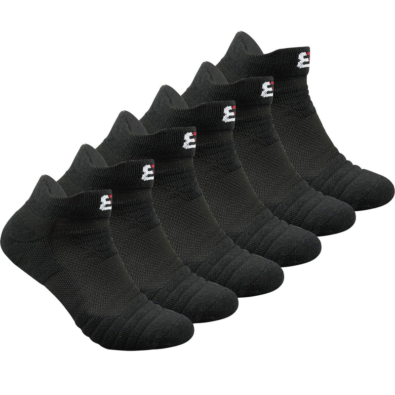 [AUSTRALIA] - Belisy Mens Athletic Compression Crew Ankle Quarter Socks 6 Packs For Basketball & Running Black 2 Medium 