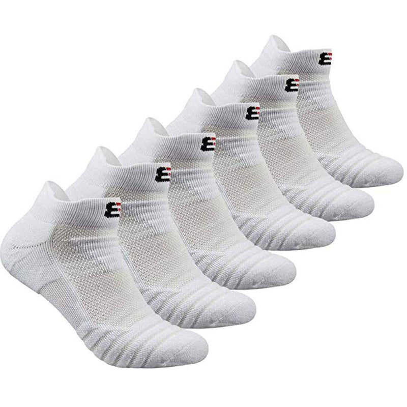 Belisy Mens Athletic Compression Crew Ankle Quarter Socks 6 Packs For Basketball & Running White 2 Medium/ Fit for US Size 6.5-9 - BeesActive Australia