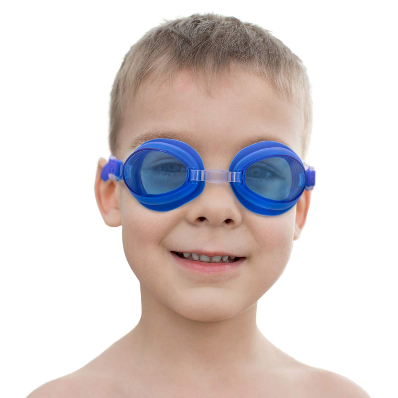 [AUSTRALIA] - Kids Swimming Goggles with Case | UV Protection, Anti-fog with Easy Adjust Nose Piece | Silicone Gaskets and Strap Swim Eyewear for Boys & Girls | Water Fun, Recreation, Vacations Blue 