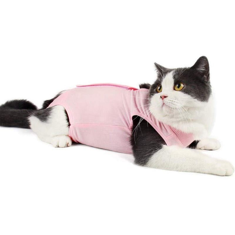Coppthinktu Cat Recovery Suit for Abdominal Wounds or Skin Diseases, Breathable E-Collar Alternative for Cats and Dogs, After Surgery Wear Anti Licking Wounds Medium Pink - BeesActive Australia