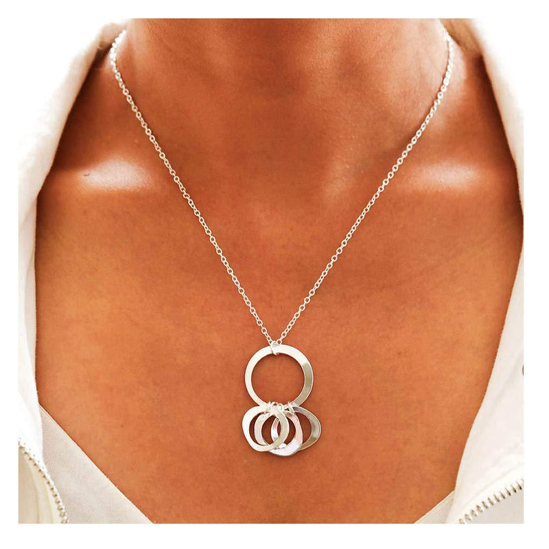 Yalice Simple Circle Round Pendant Necklace Chain Ring Necklaces Jewelry for Women and Girls - BeesActive Australia