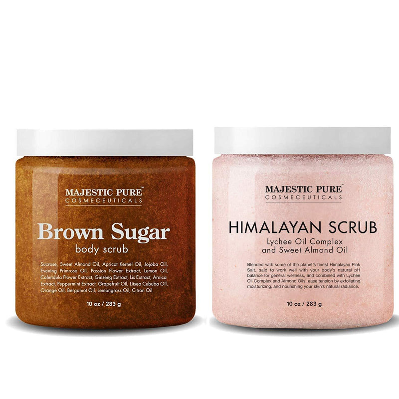 Majestic Pure Himalayan Salt Body Scrub & Brown Sugar Scrub Set. All Natural Scrubs for Skin Care. Exfoliate and Moisturize, Stretch Marks, Acne & Cellulite - BeesActive Australia