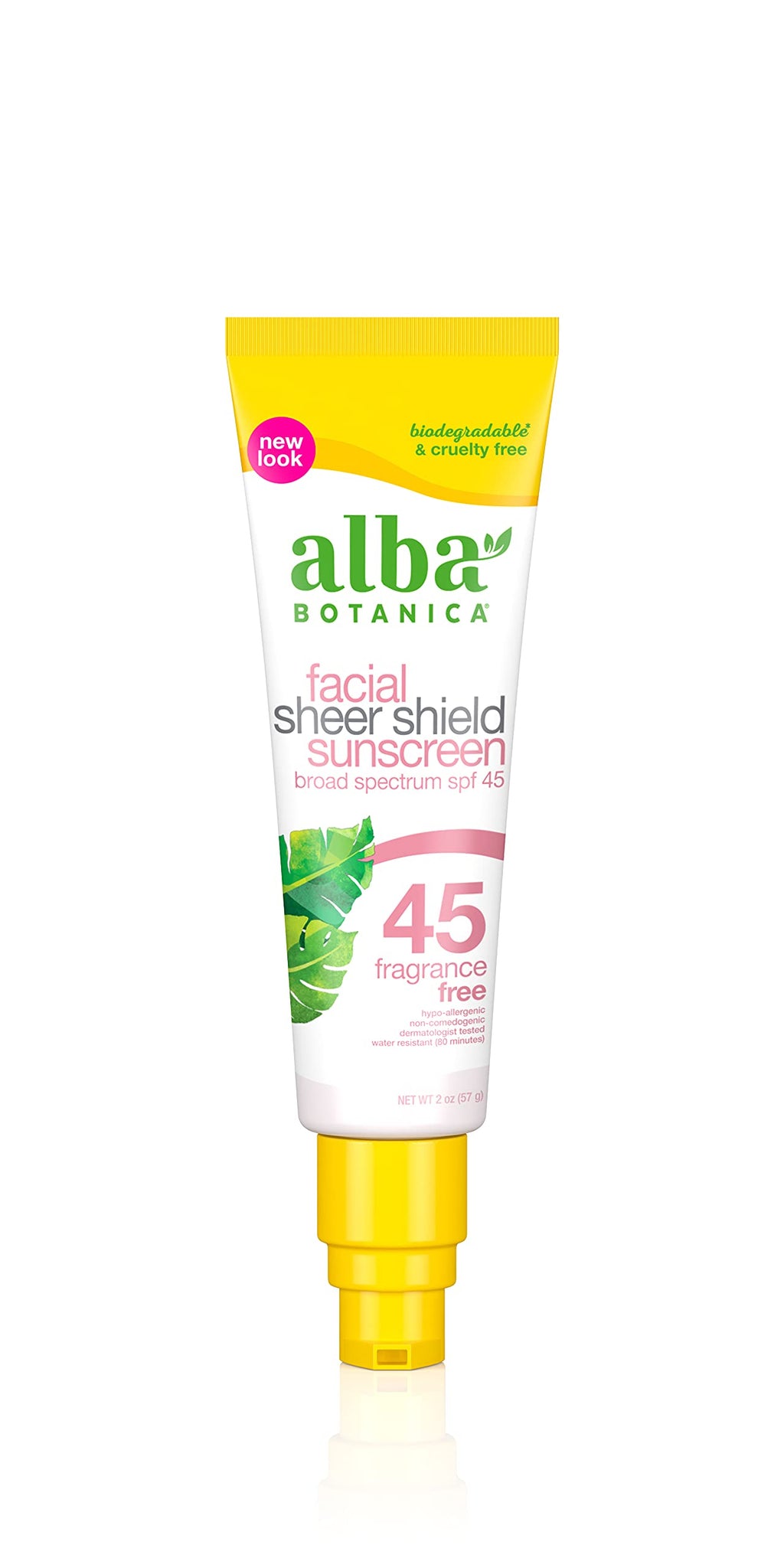 Alba Botanica, Facial Sunscreen Lotion SPF 45 Fragrance Free, Unscented, 2 Ounce (Packaging May Vary) - BeesActive Australia