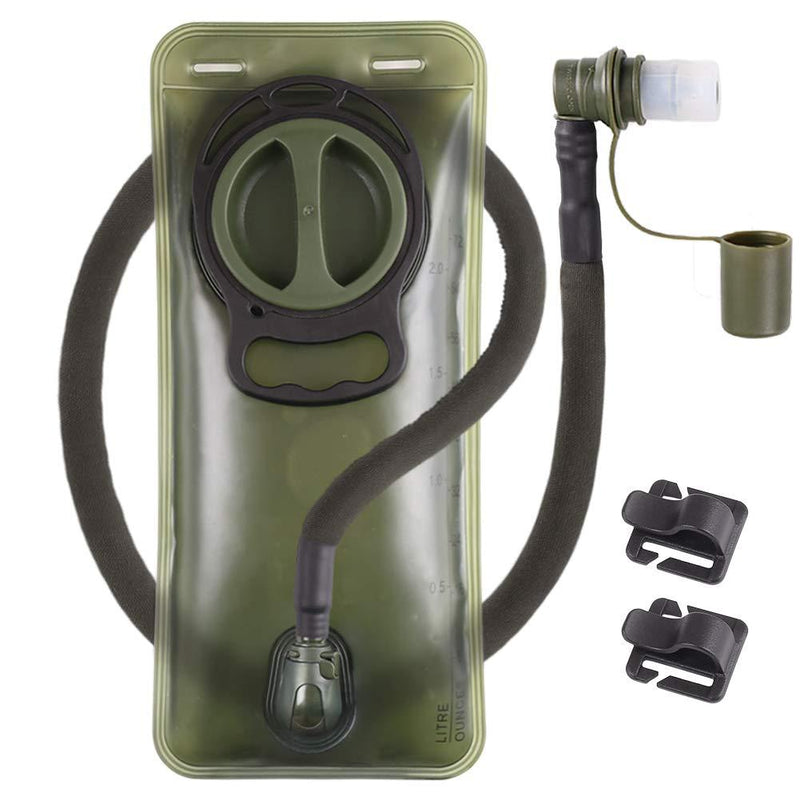 Hydration Bladder 2L Leakproof 2 Liter Water Reservoir, BPA Free Military Green Water Storage Bladder Bag with Insulated Tube, Hydration Backpack Replacement for Outdoor Hiking Camping Running Cycling 2 Liter hydration bladder (Green) - BeesActive Australia