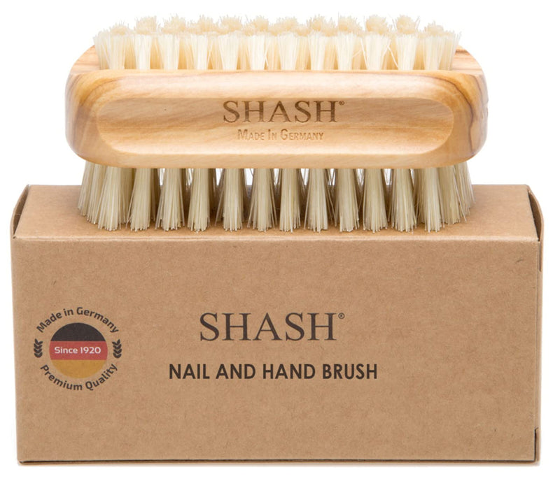 Made in Germany Since 1920 SHASH Natural 100% Natural Boar Bristle Nail Brush - Gently Removes Dirt and Grime for Clean Hands - Exfoliates Skin for Soft, Smooth Texture, Wood (Olive) - BeesActive Australia